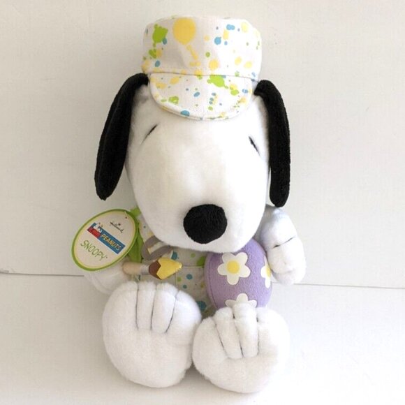 Hallmark Snoopy in Painters Outfit with Paintbrush & Eggs stuffed animal plush - Picture 1 of 5